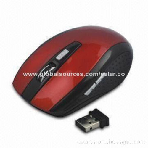 2.4GHz Wireless Red Cordless USB Mouse for PC with AAA Battery Size